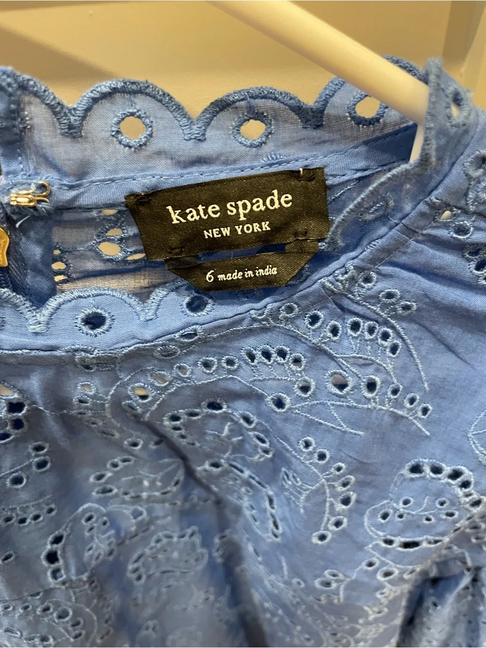kate spade Blue Eyelet Lace Puff Sleeve Blouse